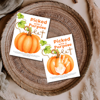 Picked with a Purpose Pumpkin Handprint Craft Printable, Christian Pumpkin Keepsake, Baby's First Fall, Faith-Based Autumn Activity