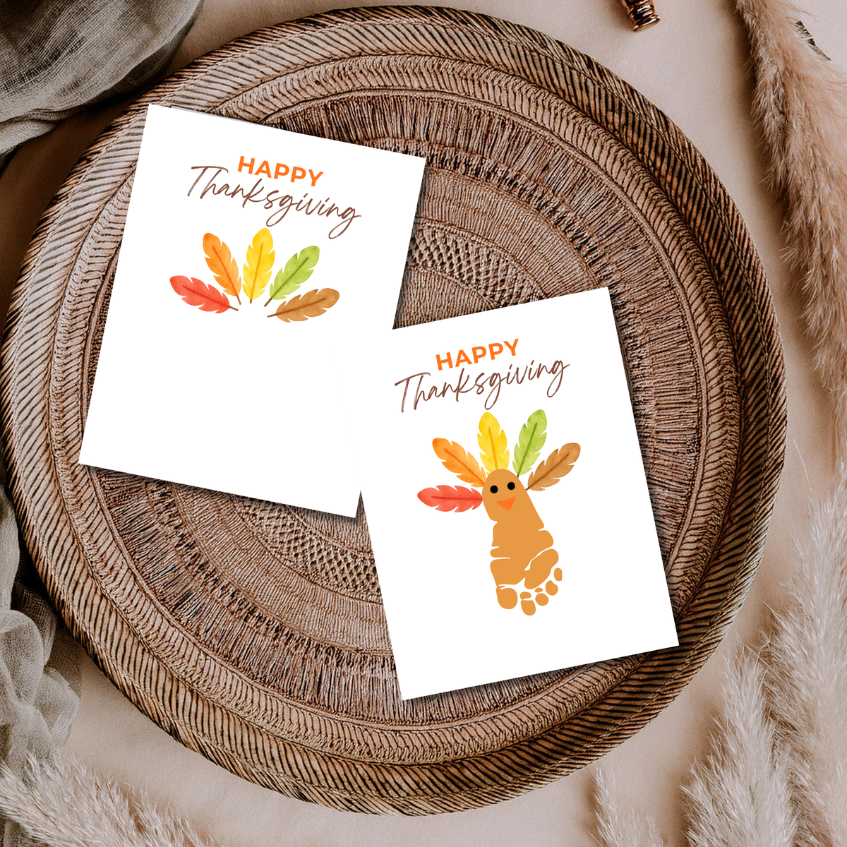 Happy Thanksgiving Footprint Craft Printable, Turkey Footprint Keepsake, Fall Thanksgiving Activity for Kids, Preschool Classroom Craft PDF