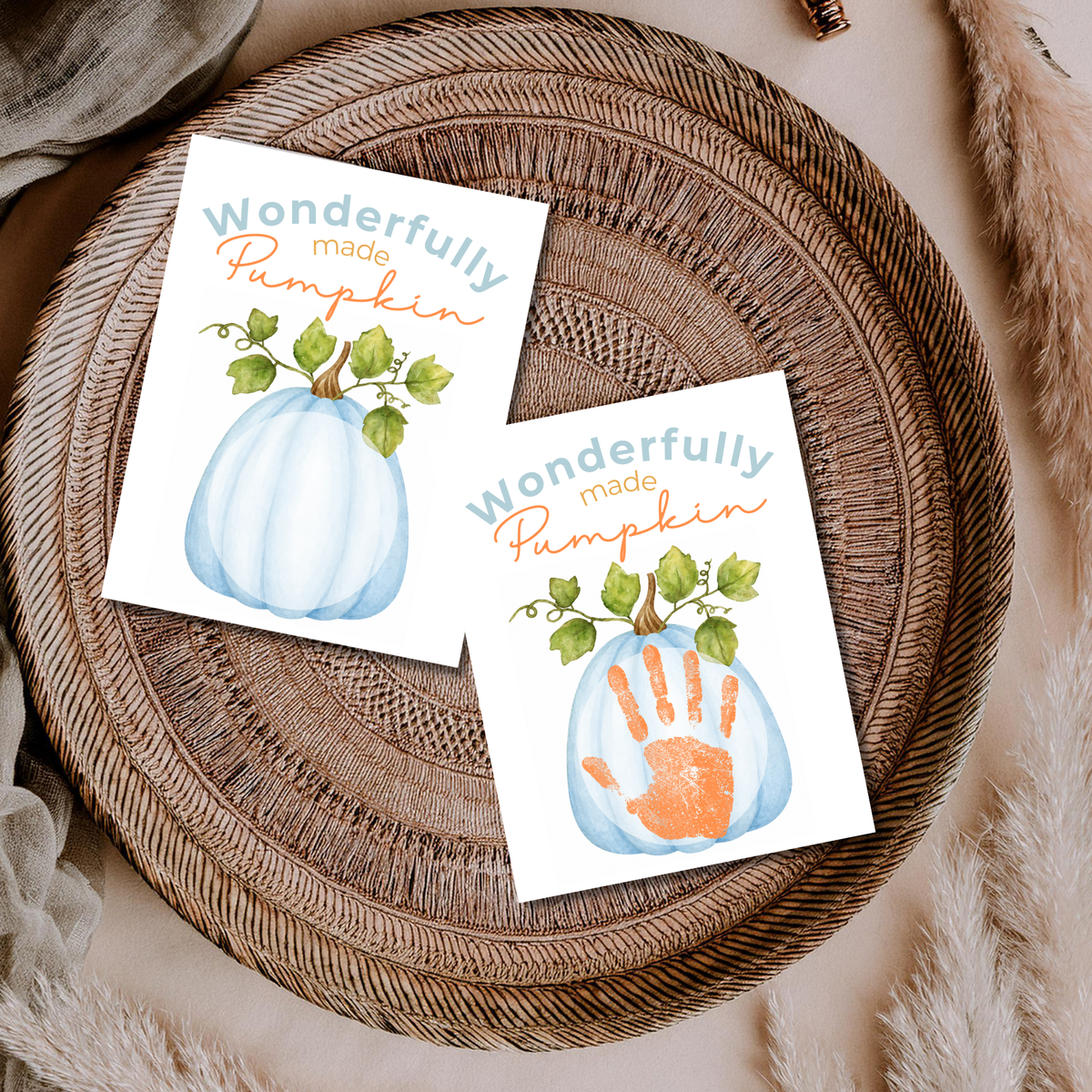 Blue Pumpkin Handprint Craft Printable | Wonderfully Made Pumpkin Keepsake | Fall Handprint Activity for Kids | Preschool Autumn Craft | Digital Download