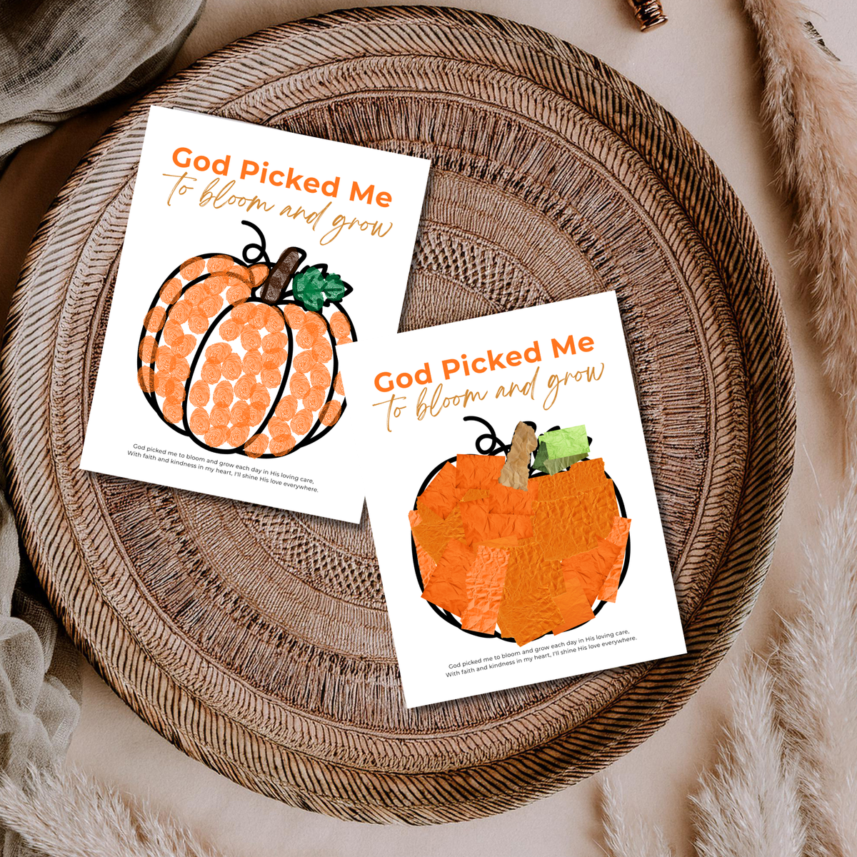 God Picked Me to Bloom and Grow Pumpkin Craft Printable, Christian Pumpkin Coloring Page, Fall Fine Motor Activity, Preschool Harvest Craft