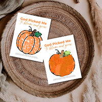 God Picked Me to Bloom and Grow Pumpkin Craft Printable, Christian Pumpkin Coloring Page, Fall Fine Motor Activity, Preschool Harvest Craft