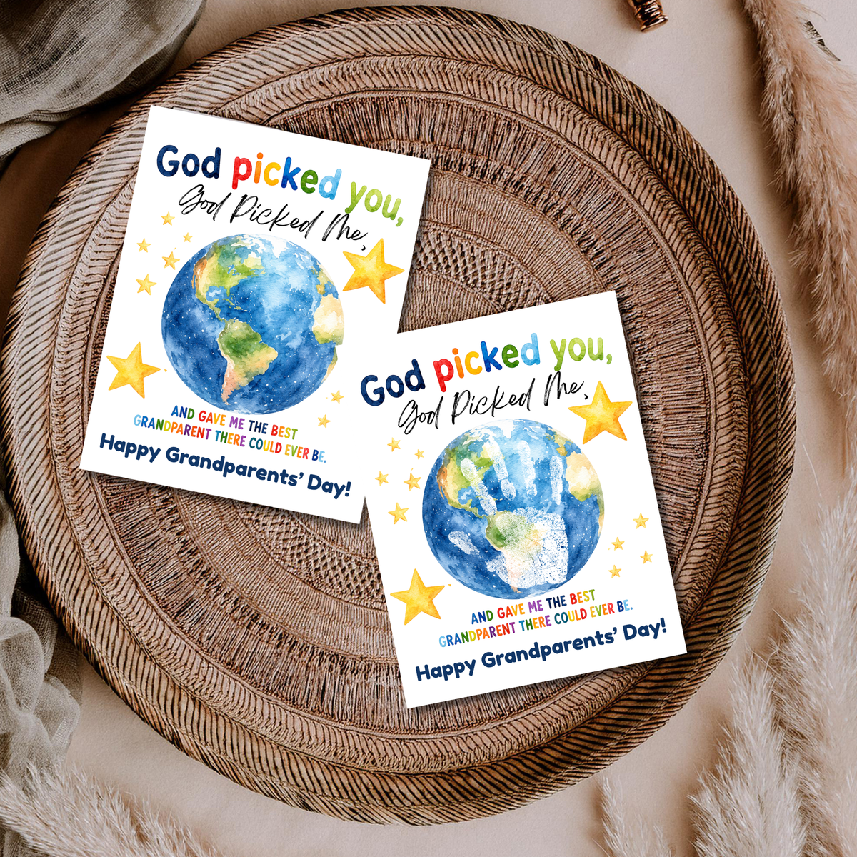 God Picked You, God Picked Me Grandparents Day Handprint Craft Printable | Christian Grandparent Gift | Faith-Based Keepsake PDF