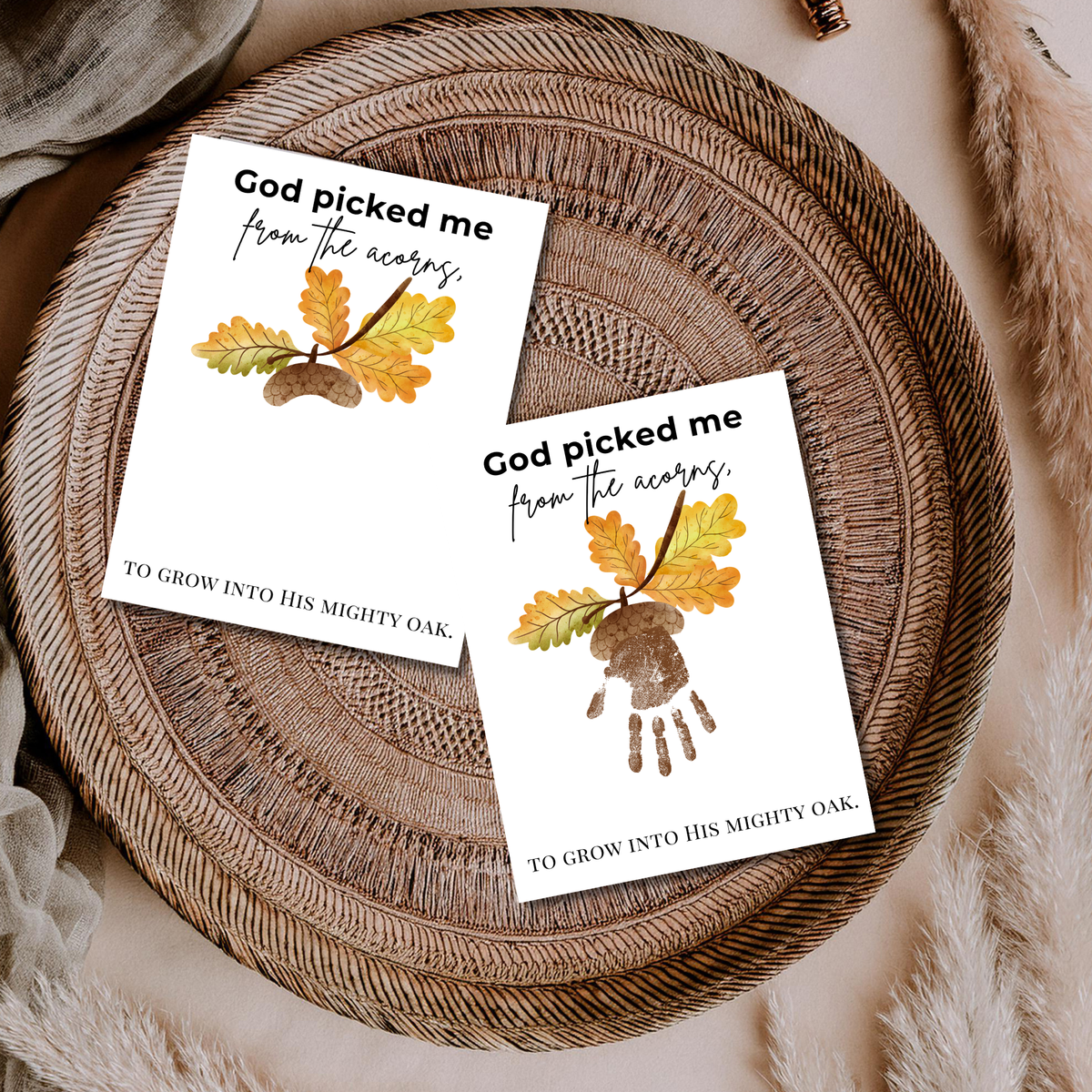 God Picked Me from the Acorns Handprint Craft Printable, Christian Fall Handprint Keepsake, Baby's First Fall, Preschool Autumn Activity