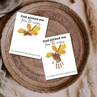 God Picked Me from the Acorns Handprint Craft Printable, Christian Fall Handprint Keepsake, Baby's First Fall, Preschool Autumn Activity