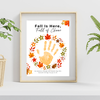 Fall Is Here, Full of Cheer Handprint Craft | Fall Wreath Keepsake | Autumn Printable for Kids