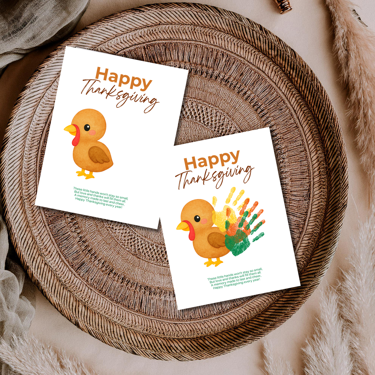 Happy Thanksgiving Turkey Handprint Craft Printable | Thanksgiving Handprint Keepsake | Preschool Fall Activity PDF