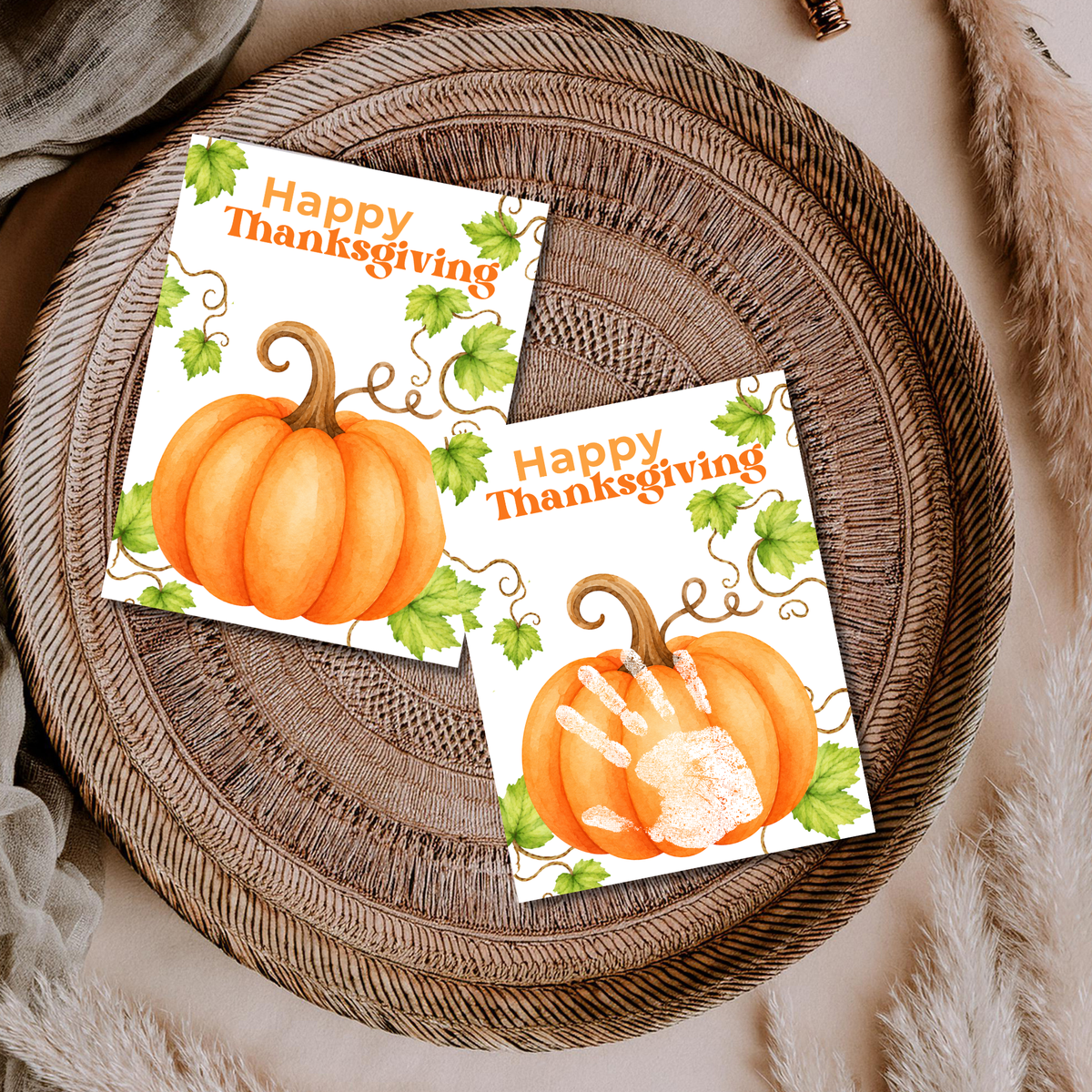 Happy Thanksgiving Pumpkin Handprint Craft Printable, Baby's First Thanksgiving Keepsake, Thanksgiving Handprint Activity, Preschool Fall Craft, Pumpkin Printable