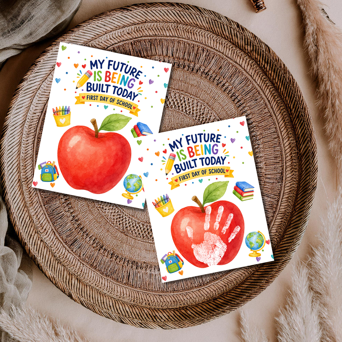 My Future Is Being Built Today Handprint Craft Printable | First Day of School Apple Keepsake | Preschool & Kindergarten PDF