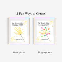 Pop, Sparkle, Shine Handprint & Fingerprint Craft | Happy New Year 2027 Printable | Preschool New Year's Eve Activity | Kids Keepsake Craft