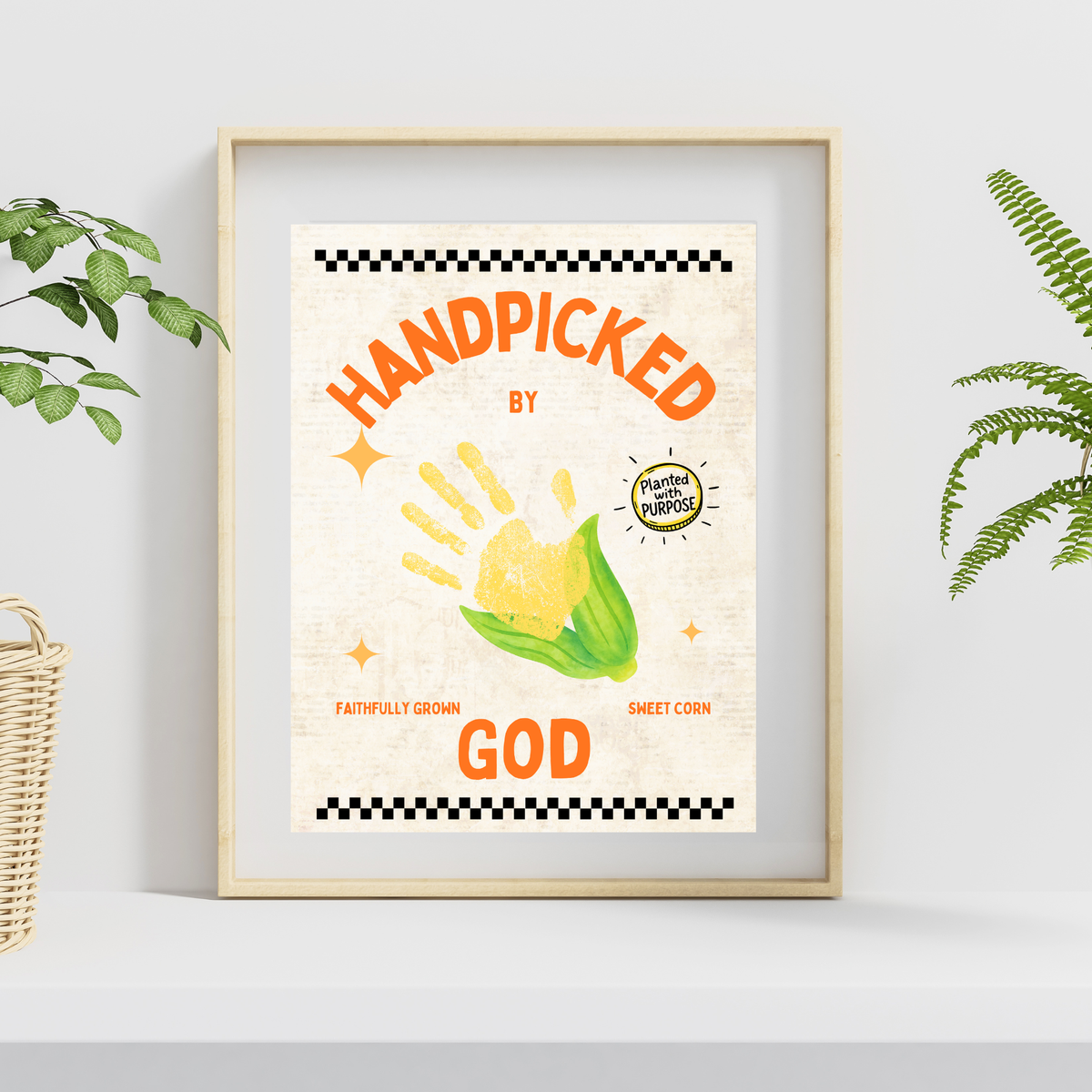 Handpicked by God Corn Handprint Craft | Christian Thanksgiving Printable | Preschool Fall Keepsake