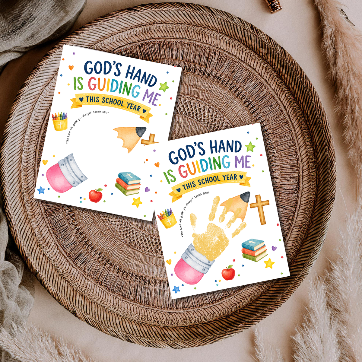 God's Hand Is Guiding Me This School Year Handprint Craft Printable | Christian First Day of School Keepsake