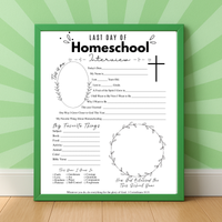 Christian First & Last Day of Homeschool Interview Printable | Faith-Based Homeschool Interview Worksheet | Bible Homeschool Keepsake | Christian School Memory