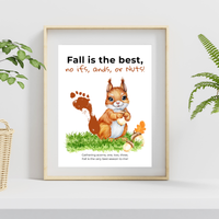 Fall Squirrel Footprint Craft Printable | Fall Is the Best No Ifs Ands or Nuts | Autumn Acorn Keepsake for Kids
