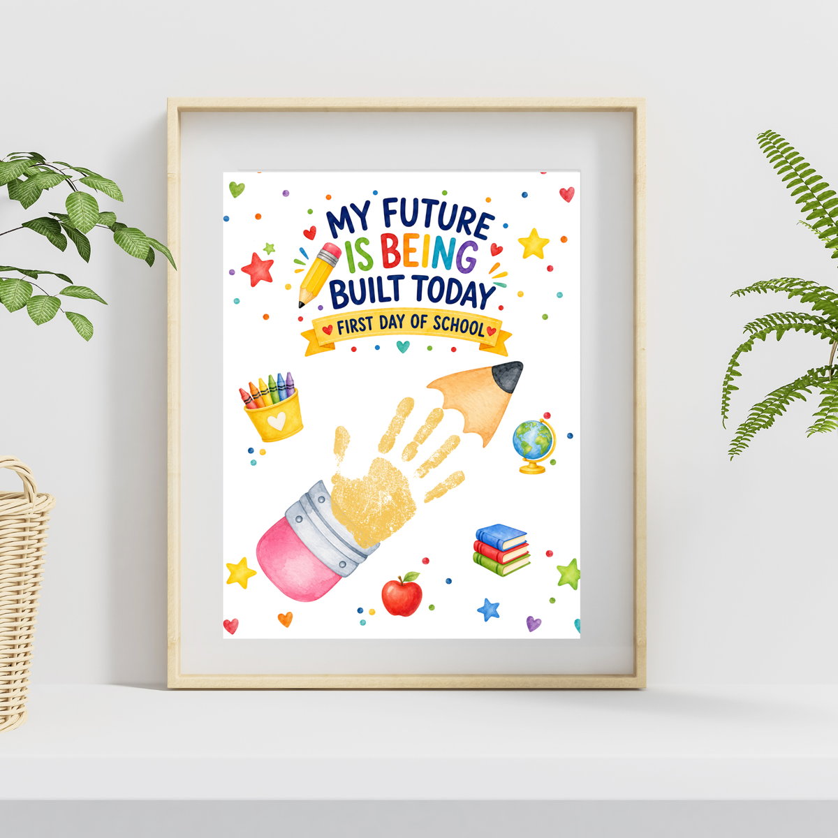 My Future Is Being Built Today Handprint Craft Printable | First Day of School Pencil Keepsake | Preschool & Kindergarten PDF