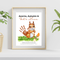 Christian Fall Squirrel Handprint Craft Printable | Acorns Autumn & God’s Love | Bible Fall Activity for Kids | 1 John 3:1 Keepsake