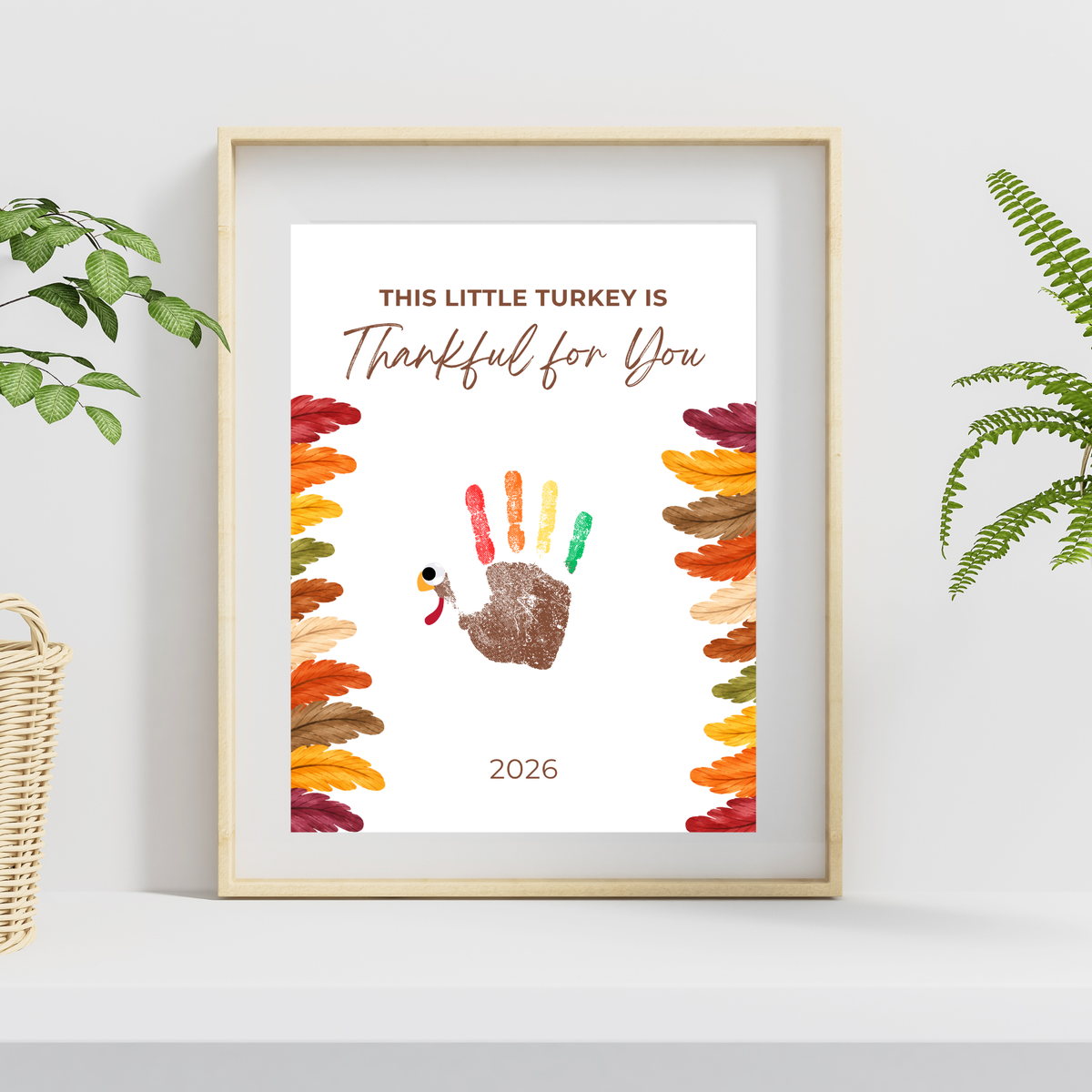 This Little Turkey Is Thankful for You Handprint Craft Printable, Thanksgiving Turkey Keepsake, Fall Handprint Activity for Kids, Preschool Kindergarten PDF