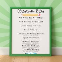 Christian Classroom Rules Printable Poster Set | Bible Classroom Decor | Christian School Rules | Sunday School Wall Art | Homeschool Classroom Poster