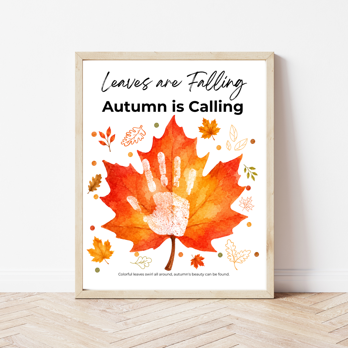 Leaves Are Falling, Autumn Is Calling Handprint Craft | Fall Handprint Printable | Preschool Autumn Keepsake | Kindergarten Fall Activity