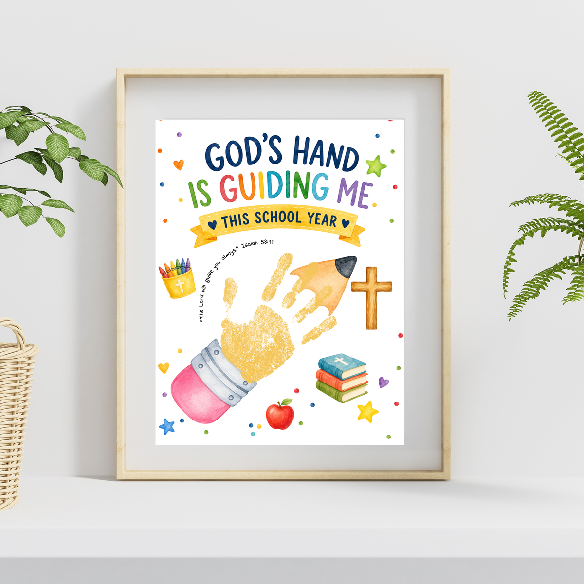 God's Hand Is Guiding Me This School Year Handprint Craft Printable | Christian First Day of School Keepsake