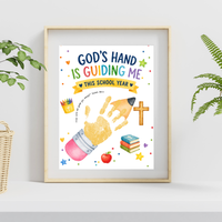 God's Hand Is Guiding Me This School Year Handprint Craft Printable | Christian First Day of School Keepsake