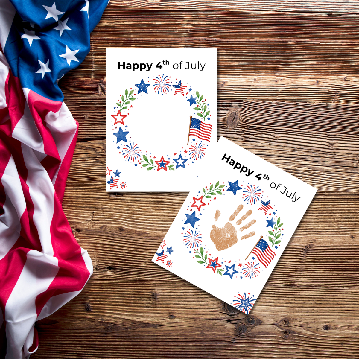 4th of July Handprint Wreath Craft for Kids | Patriotic Preschool & Kindergarten Activity | Independence Day Printable