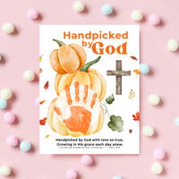 Handpicked by God Pumpkin Handprint Craft | Christian Thanksgiving Printable | Fall Harvest Keepsake