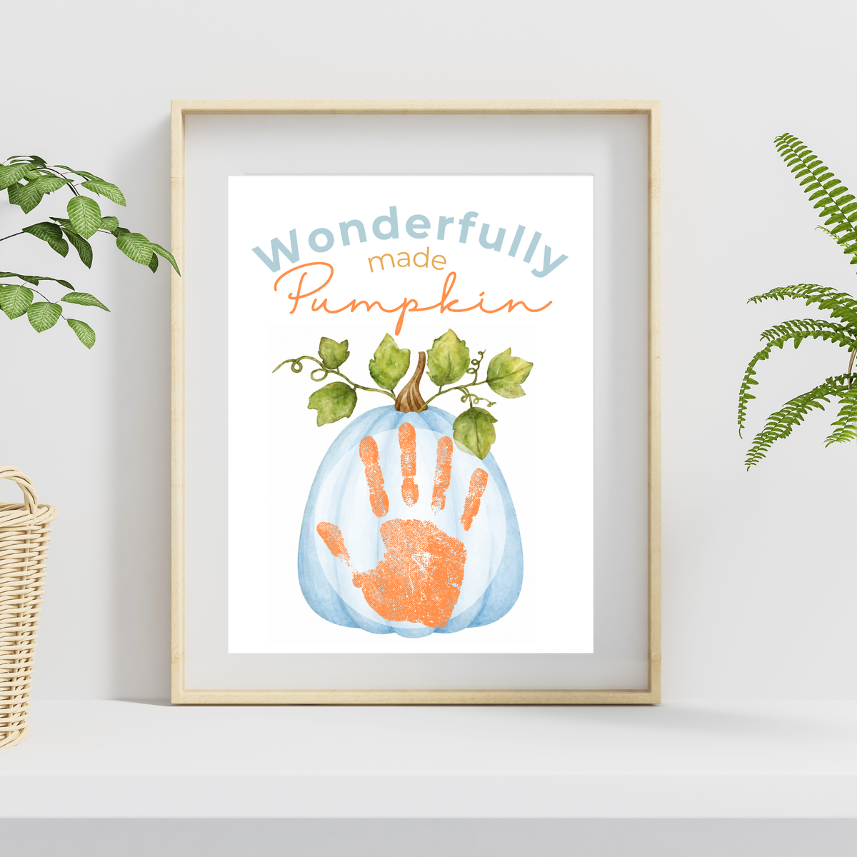 Blue Pumpkin Handprint Craft Printable | Wonderfully Made Pumpkin Keepsake | Fall Handprint Activity for Kids | Preschool Autumn Craft | Digital Download