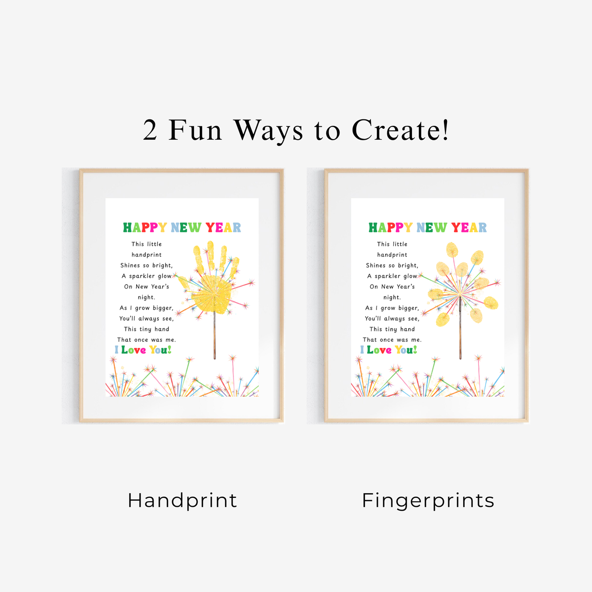 Happy New Year Sparkler Poem Handprint & Fingerprint Craft | New Year's Printable | Preschool New Year Keepsake | Kindergarten 2027 Activity