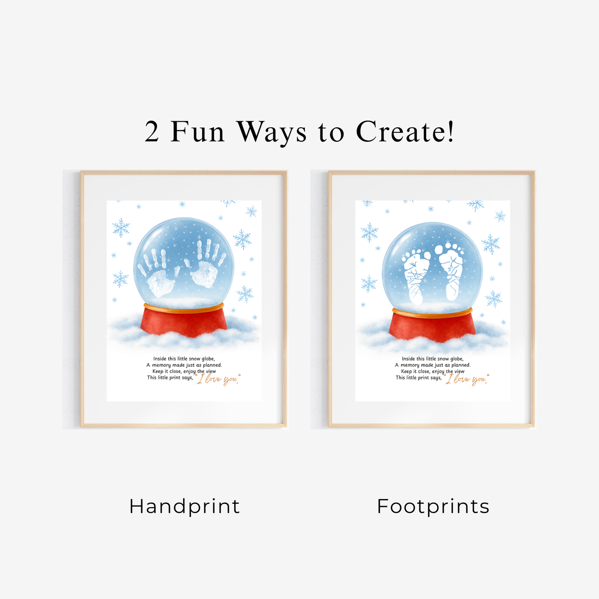 Snow Globe Handprint & Footprint Craft | Winter Keepsake Printable | Preschool Handprint Activity | Baby Footprint Memory Craft