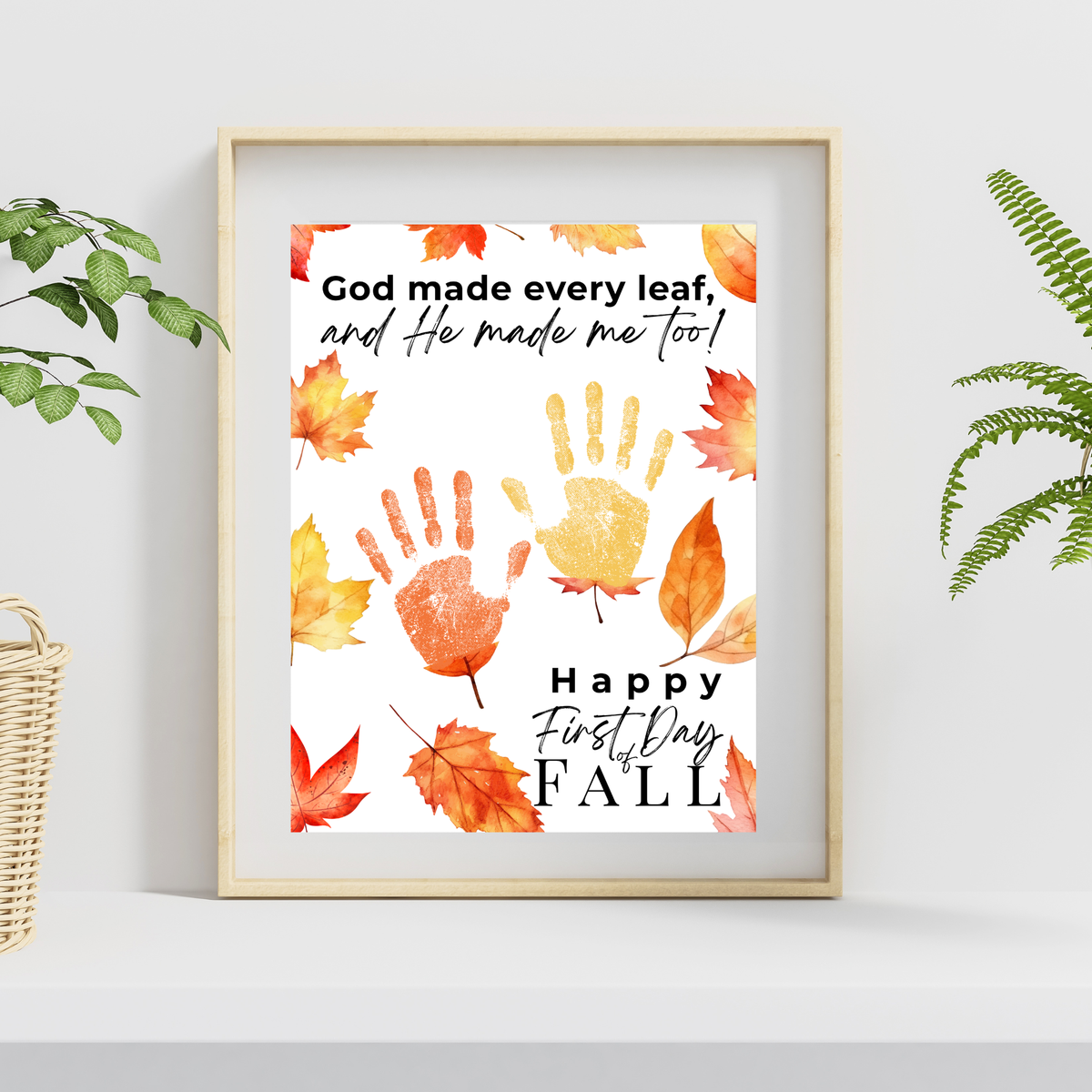 Christian First Day of Fall Handprint Craft Printable, Baby's First Fall Keepsake, God Made Every Leaf, Preschool Autumn Activity, Thanksgiving Craft