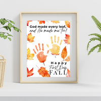 Christian First Day of Fall Handprint Craft Printable, Baby's First Fall Keepsake, God Made Every Leaf, Preschool Autumn Activity, Thanksgiving Craft