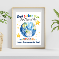 God Picked You, God Picked Me Grandparents Day Handprint Craft Printable | Christian Grandparent Gift | Faith-Based Keepsake PDF