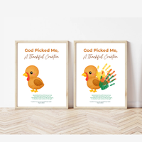 God Picked Me, A Thankful Creation Handprint Craft Printable | Christian Thanksgiving Activity | Preschool Turkey Keepsake