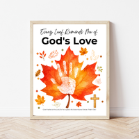 Every Leaf Reminds Me of God's Love Handprint Craft | Christian Fall Handprint Printable | Autumn Bible Keepsake | Preschool Thanksgiving Faith Activity