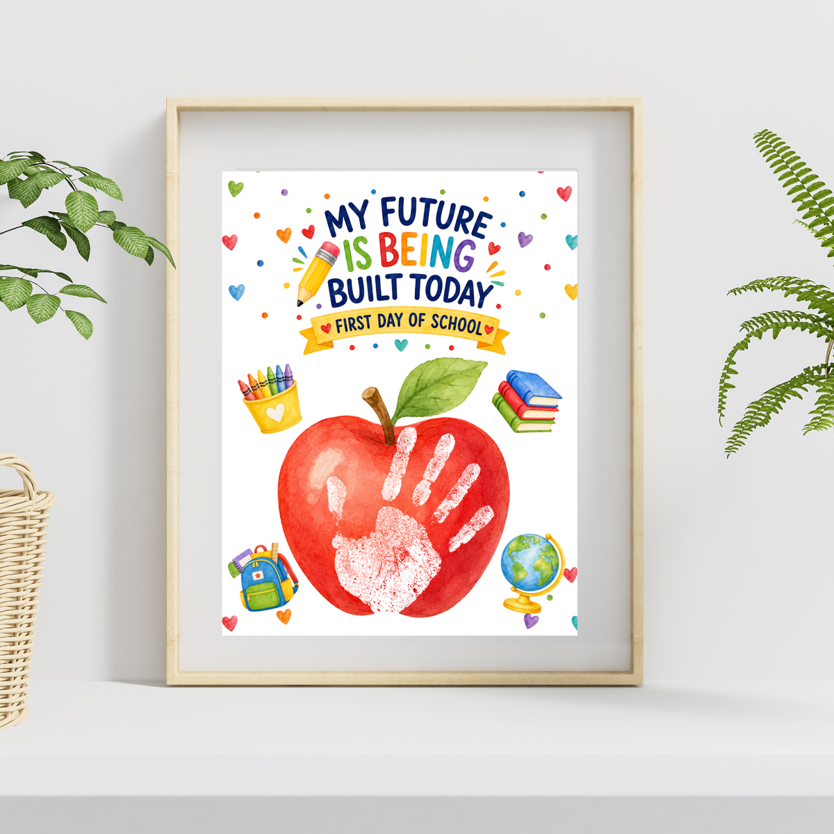 My Future Is Being Built Today Handprint Craft Printable | First Day of School Apple Keepsake | Preschool & Kindergarten PDF
