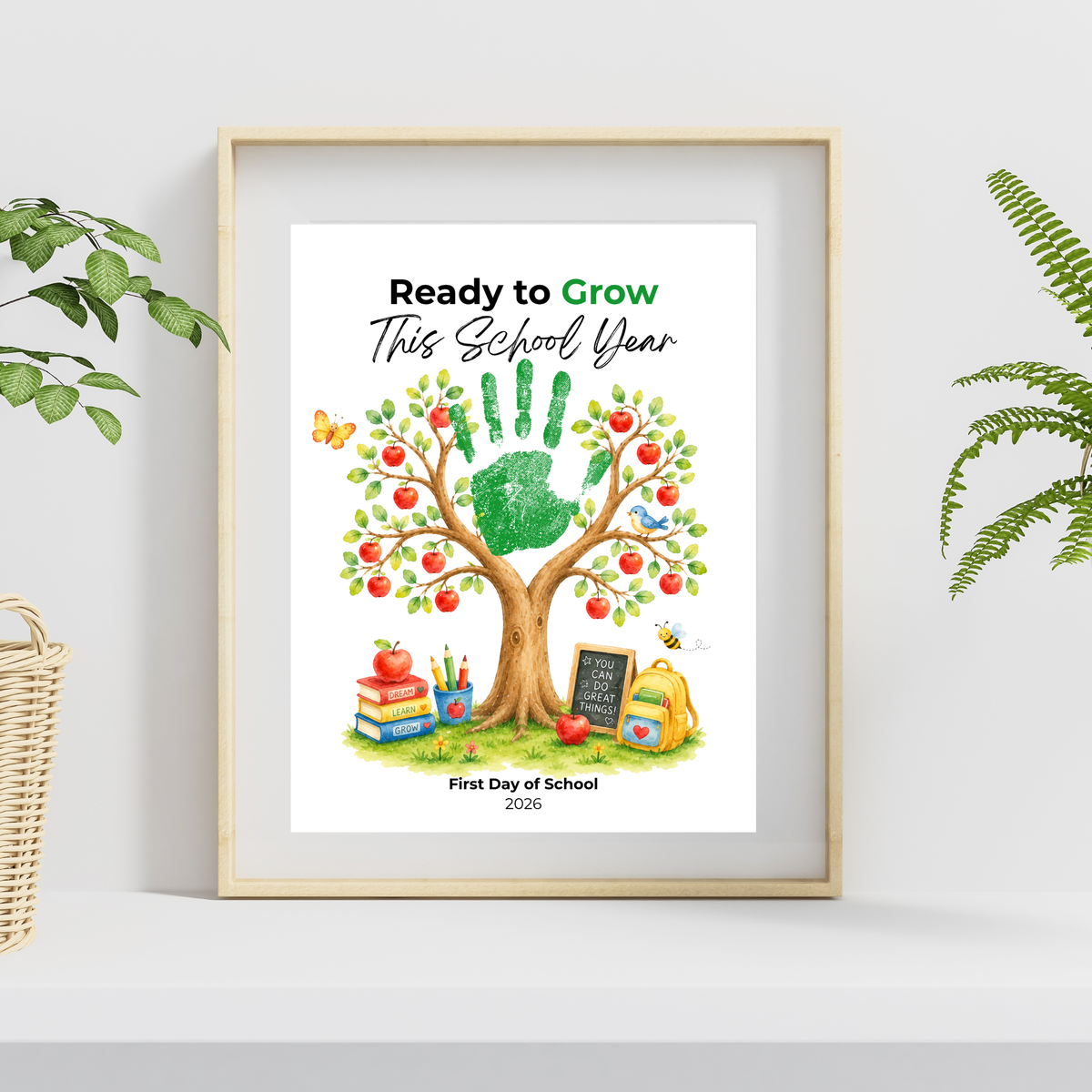 Ready to Grow This School Year Handprint Craft Printable, First Day of School Keepsake, Apple Tree Handprint Activity, Preschool Kindergarten PDF