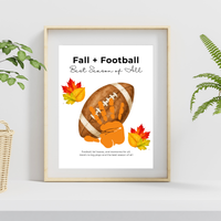 Fall Football Handprint Craft Printable | Fall + Football Best Season of All | Football Keepsake for Kids | Preschool & Classroom Activity
