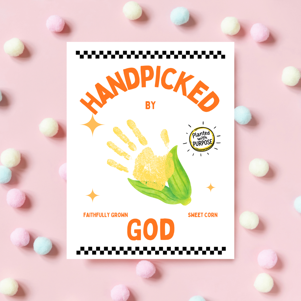 Handpicked by God Corn Handprint Craft | Christian Thanksgiving Printable | Preschool Fall Keepsake