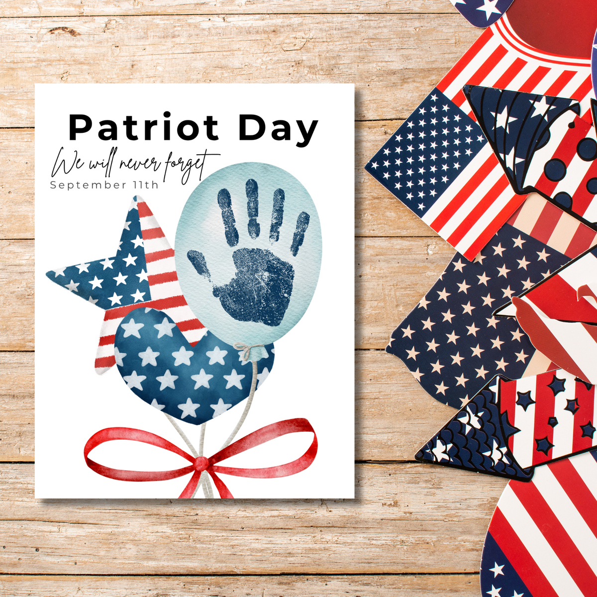 Patriot Day Balloons Handprint Craft for Kids | September 11th Preschool 9/11 Remembrance Activity & Keepsake