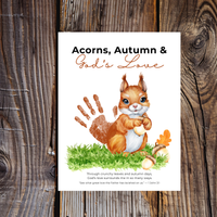 Christian Fall Squirrel Handprint Craft Printable | Acorns Autumn & God’s Love | Bible Fall Activity for Kids | 1 John 3:1 Keepsake