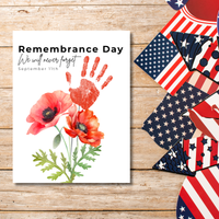 Remembrance Day Handprint Craft for Kids | September 11 Poppy Printable Keepsake | We Will Never Forget