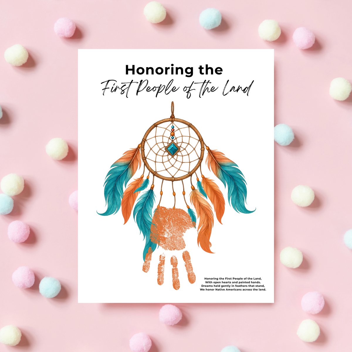 Honoring the First People of the Land Dreamcatcher Handprint Craft | Native American Heritage Month Printable