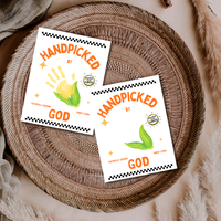 Handpicked by God Corn Handprint Craft | Christian Thanksgiving Printable | Preschool Fall Keepsake
