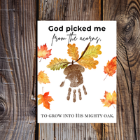 God Picked Me from the Acorns Handprint Craft Printable, Christian Fall Handprint Keepsake, Baby's First Fall, Preschool Autumn Activity