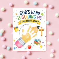 God's Hand Is Guiding Me This School Year Handprint Craft Printable | Christian First Day of School Keepsake