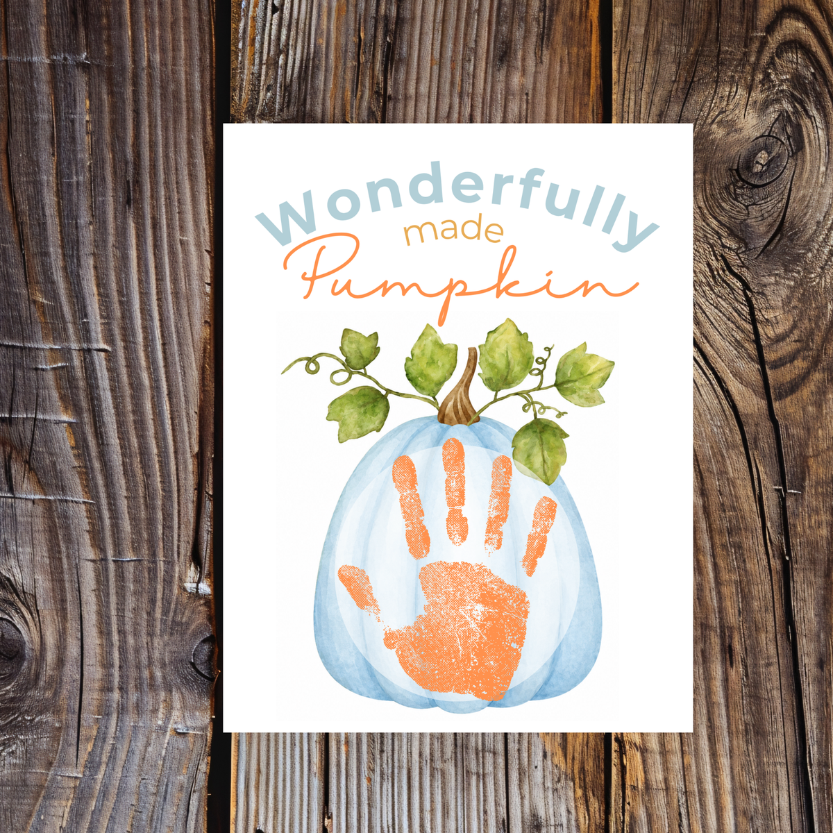 Blue Pumpkin Handprint Craft Printable | Wonderfully Made Pumpkin Keepsake | Fall Handprint Activity for Kids | Preschool Autumn Craft | Digital Download