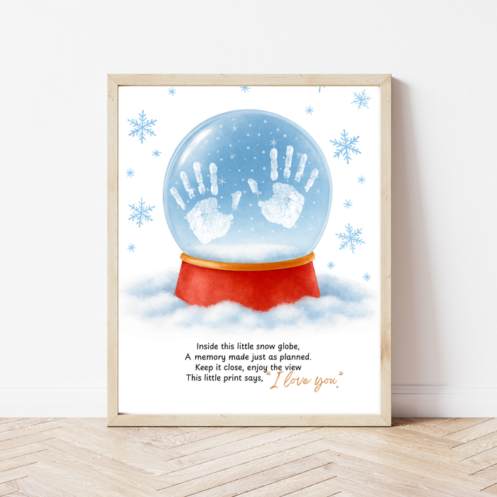 Snow Globe Handprint & Footprint Craft | Winter Keepsake Printable | Preschool Handprint Activity | Baby Footprint Memory Craft