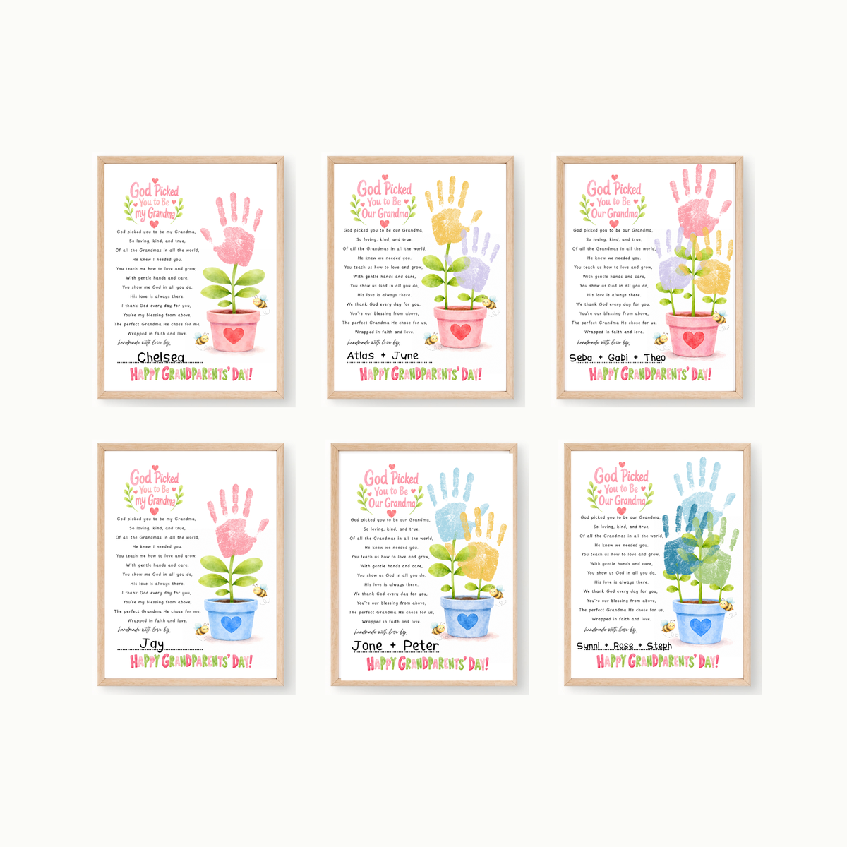 Grandma Grandparents Day Handprint Craft for Kids | God Picked You to Be My Grandma Christian Keepsake