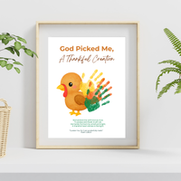 God Picked Me, A Thankful Creation Handprint Craft Printable | Christian Thanksgiving Activity | Preschool Turkey Keepsake