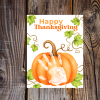 Happy Thanksgiving Pumpkin Handprint Craft Printable, Baby's First Thanksgiving Keepsake, Thanksgiving Handprint Activity, Preschool Fall Craft, Pumpkin Printable
